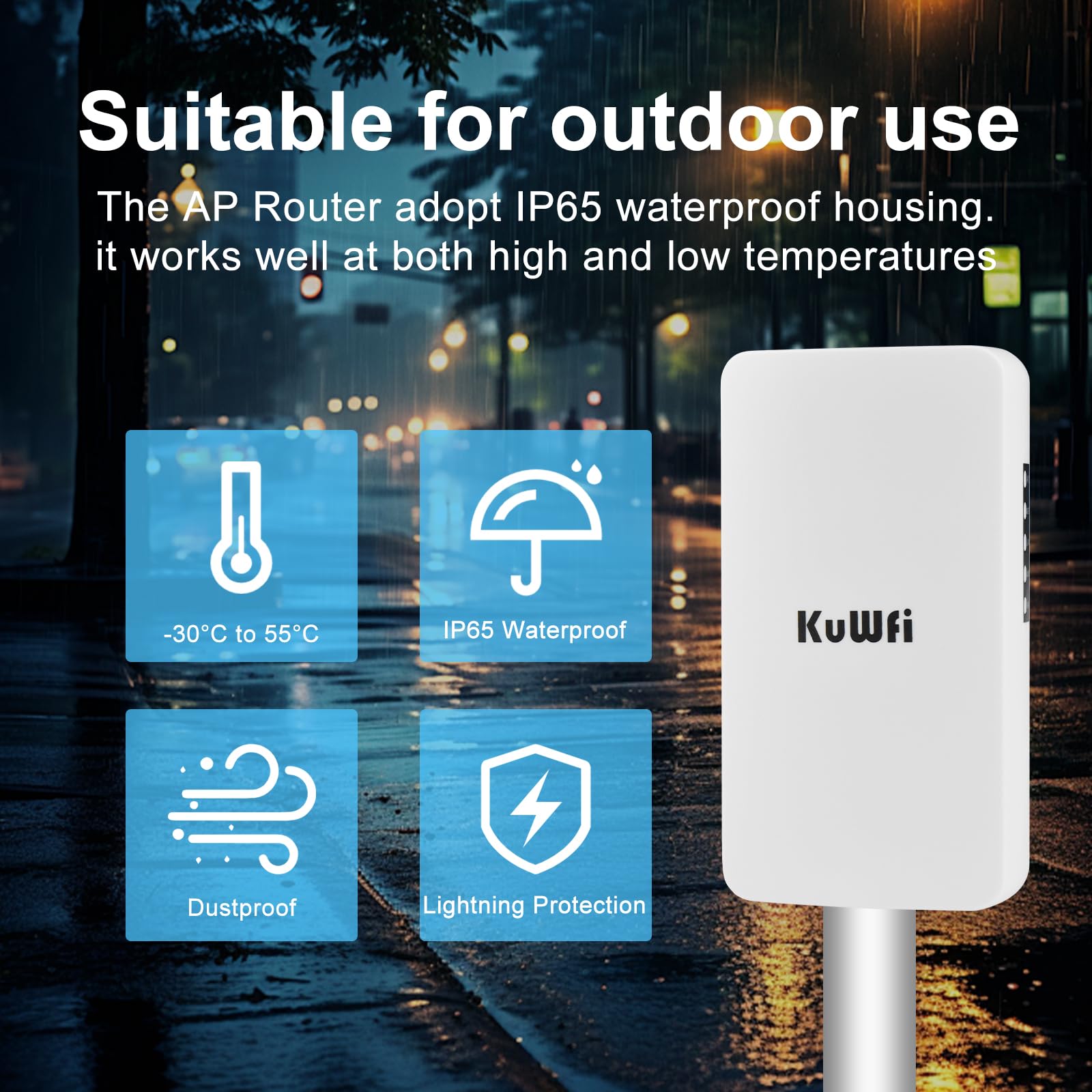 KuWFi Pont WiFi Exterieur, Point d'accès WiFi 300Mbps, AP Pont WiFi
