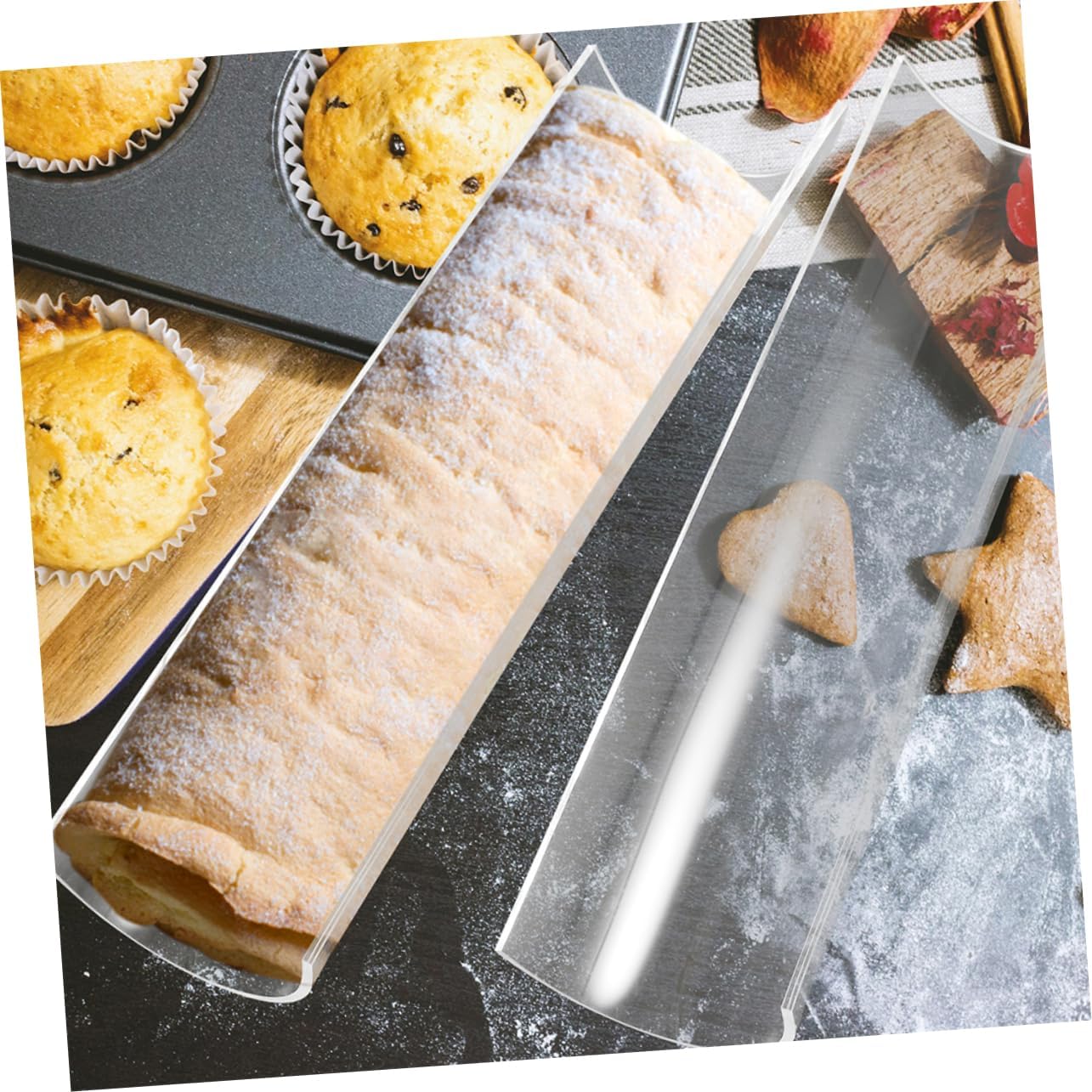 Cabilock 2Pcs U Shaped Acrylic for Cake Baking Tool for Roll Desserts Easy to Clean Kitchen Home Baking Essential for Beautifully Shaped Treats