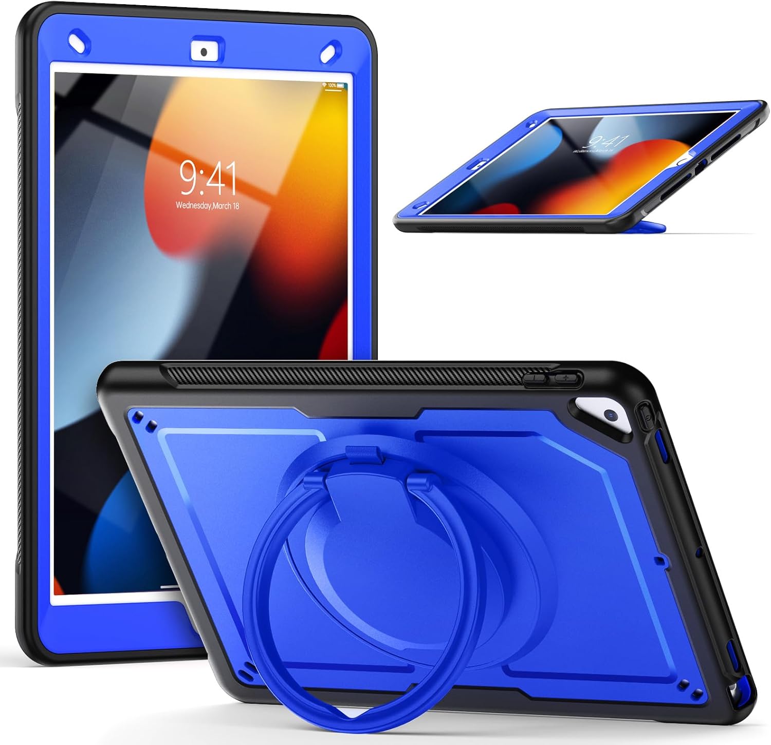 V-MOTA Flat Protect Beehive Cute Silicone Compatible with iPad Pro (2017) and iPad Air 3 (3rd Gen) 10.5 inch; Rotatable Kickstand Bracelet Protective Cover (Blue)