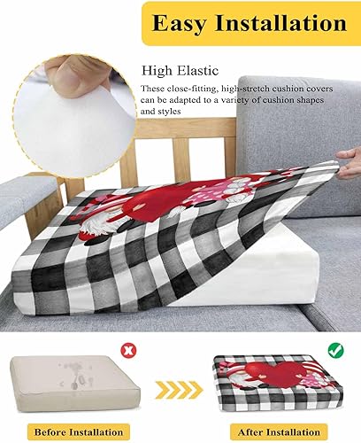 Miniatura 5 de Valentine's Stretch Couch Sofa Cushion Covers,SectionalIndividualLT Shape Sofa Couch Slipcover Furniture Slip Cover with Elastic Bottom,Valentine