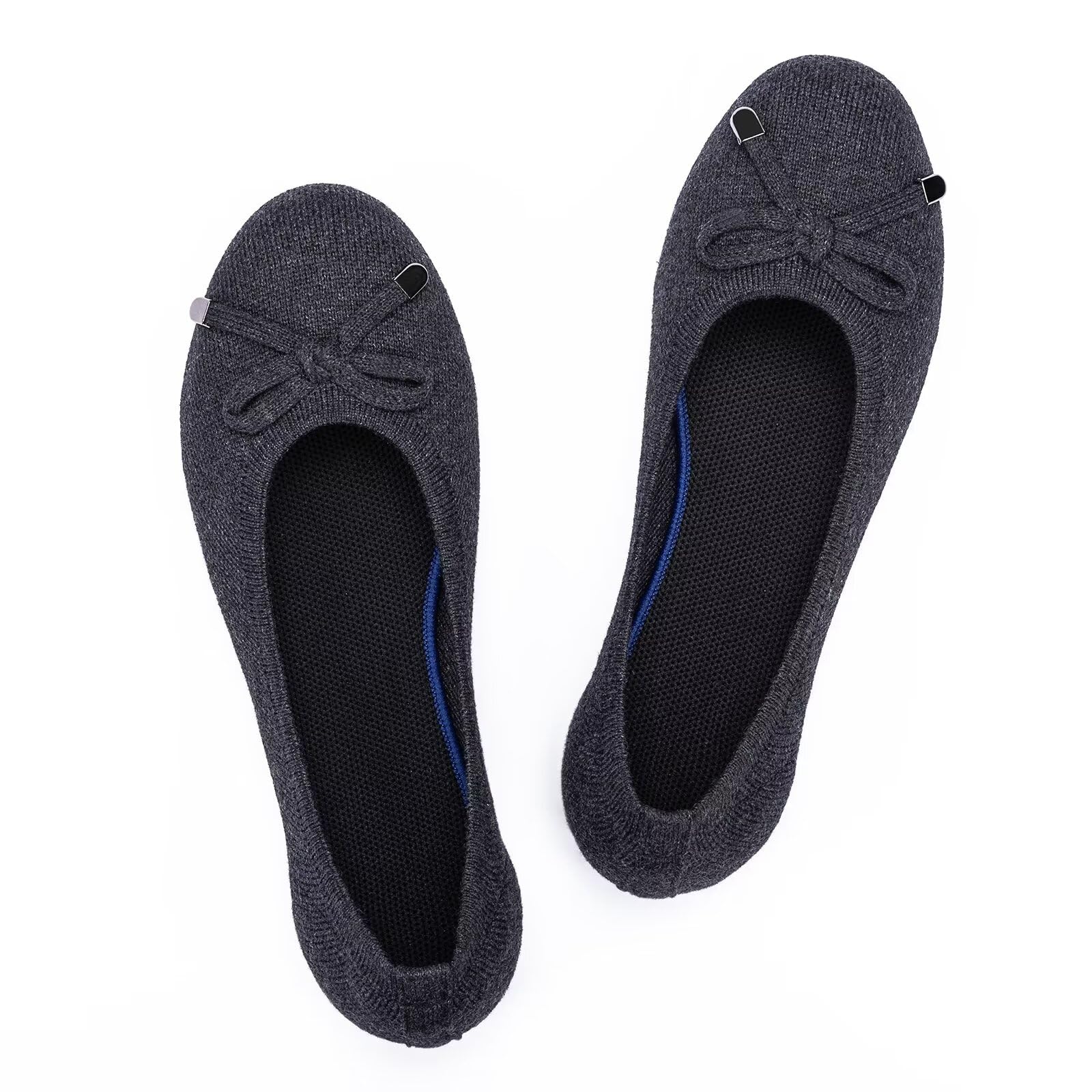 Frank Mully Damen-Ballerinas, zum Hineinschlüpfen, gestrickt mit runder Zehenpartie