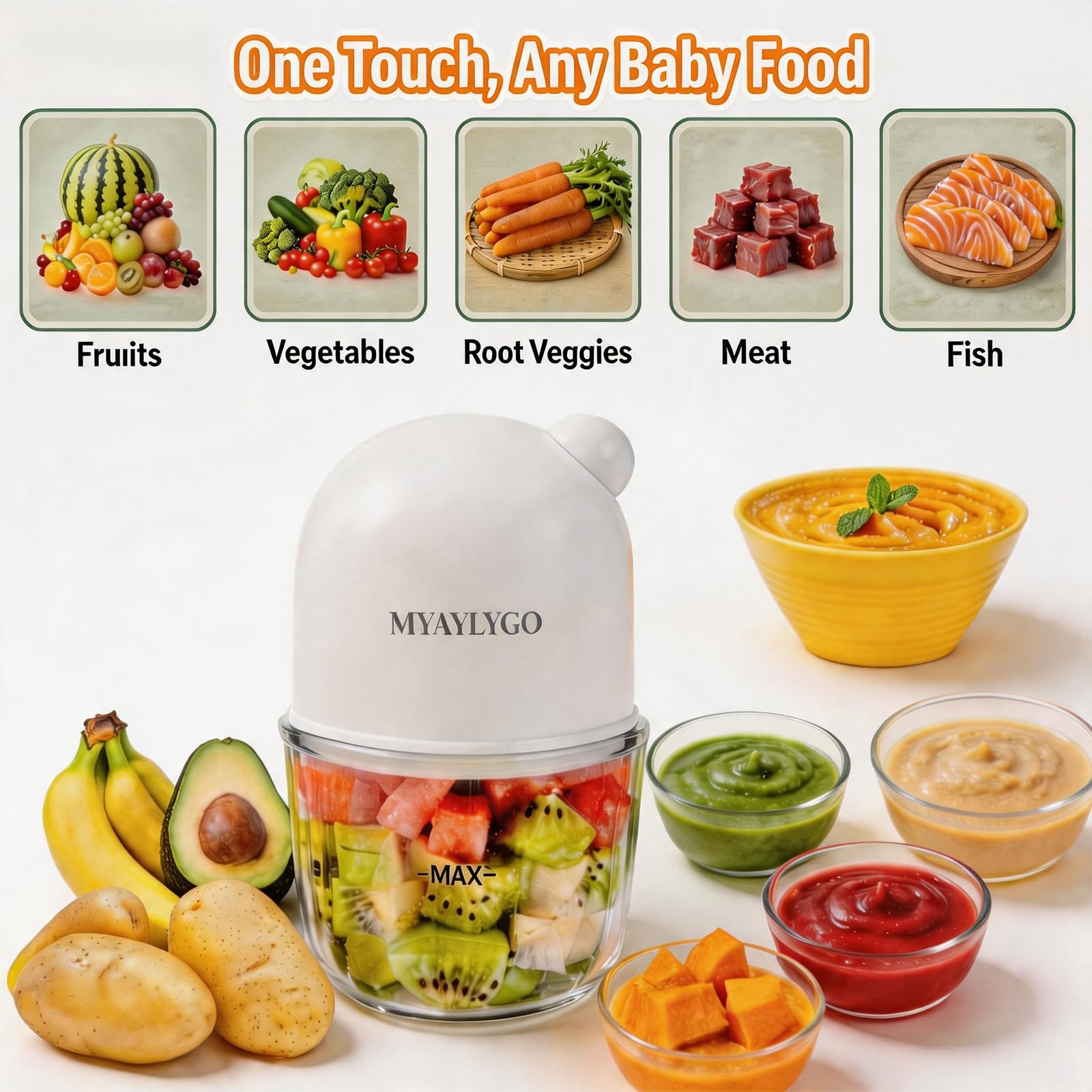 Babynahrungsmaschine, Geschenk für Babynahrung, Fleisch, Gemüse, Obst, Mixer für Babynahrung, Geschenke für hausgemachte Lebensmittel und Pürees
