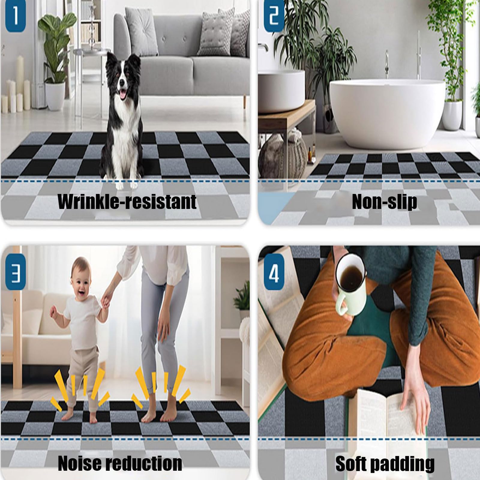 50 * 50cmTeppich Bodenbelag,Teppichfliesen Selbstklebend,Selbstliegend,Einfach Zuschneidbar,Bitumen Rücken,rückstandsfrei entfernbar,für Wohnung,Büro,Gewerbe-5Stück