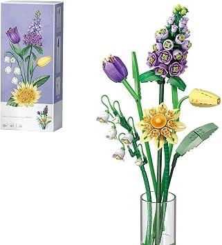 Mini Bricks Artificial Flower Bouquet Building Sets, 534PCS Flowers Bouquet Succulent Building Blocks Set, Creative Artificial Flowers Building Block Set, Gift for Adults and Teens