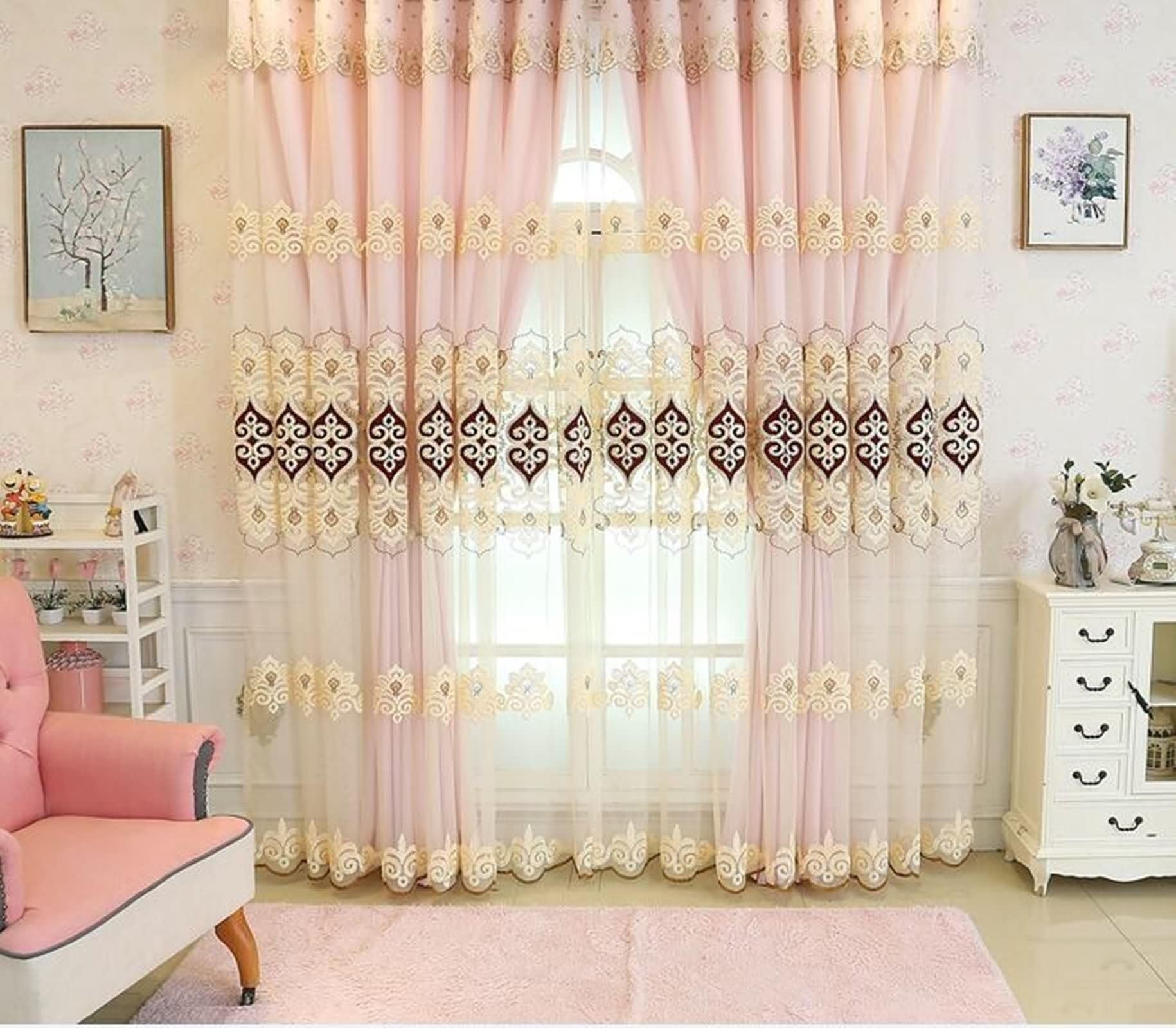 Rideau occultant chambre rose uni rideaux opaques moderne 107 x 132