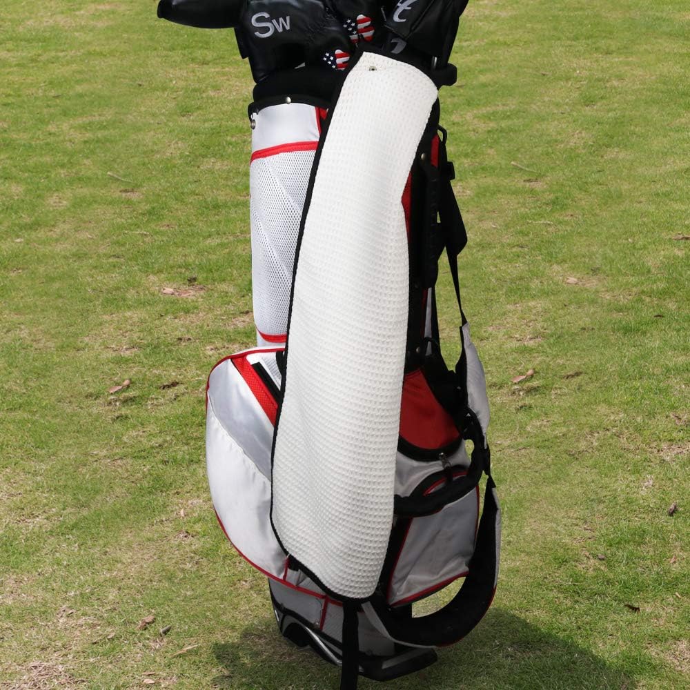 12pcs Synthetic Leather Golf Iron Head Covers Set + Golf T-Towel with Snap Closure, Waffle Pattern Golf Cleaning Towels for Golf Bags