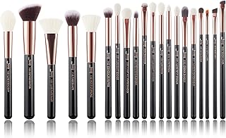 مجموعة فراشي مكياج جيسوب المهنية أدوات فرشاة المكياج مجموعة بودرة الأساس وظلال العيون شعر طبيعي اصطناعي وردي ذهبي - أسود 20 قطعة T165