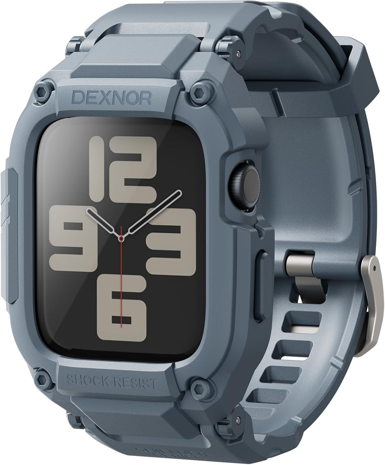 Dexnor for Apple Watch Series 9/8/7 [45mm] Band with Case, Series SE2/SE/6/5/4 [44mm] Band, [Built-in 2 Sets Tempered Glass Screen Protector] Snap-on Apple Watch Cover with Band, Navy Blue