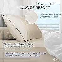 Vista 4 de Hotel Sheets Direct Juego de Sábanas de Cama de 4 Piezas, Tamaño Queen, 100% Viscosa Derivada de Bambú, Juego de Sábanas con 2 Fundas de Almohada