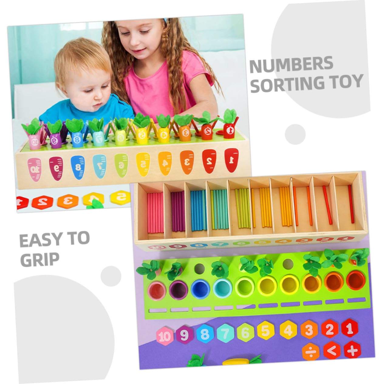 POPETPOP Juguetes para Contar De Bloques para Clasificar Números Juguete De Madera para Preescolar Cognitivo Años Carote para Aprendizaje Interactivo