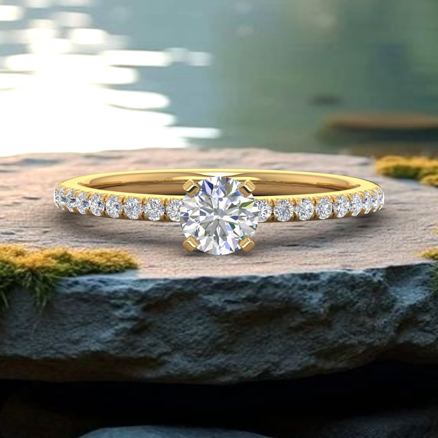 1/2 Carat Prong Set Solitaire Diamond Engagement Ring Band in 14K Gold