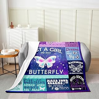 jejeloiu Butterfly Fuzzy Blanket Twin 60