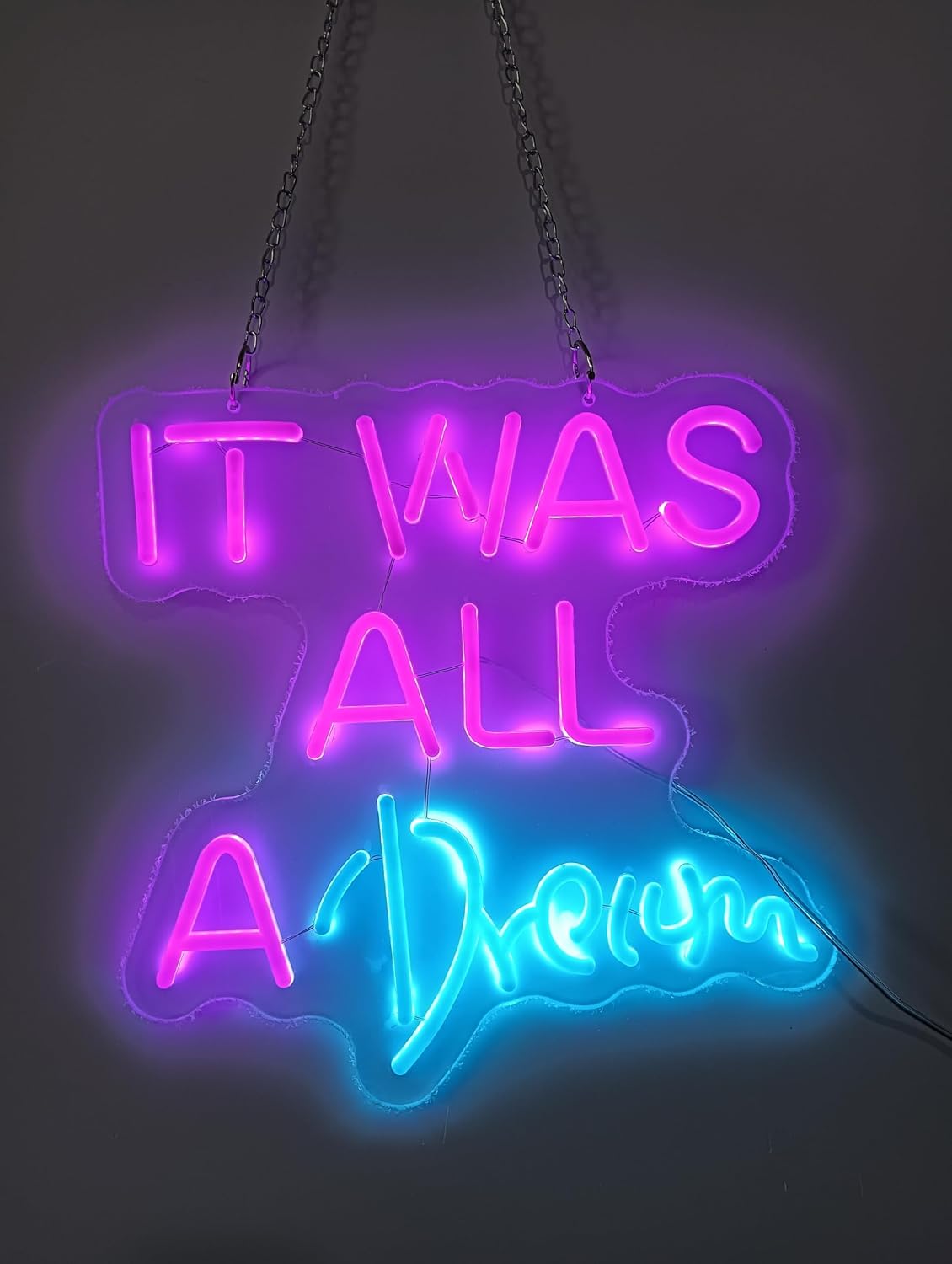 14" It was All A Dream Gift Lamp Decorated Acrylic Panel Handmade Custom Design LED Neon Sign Light Handmade LED Neon Tubing Signs