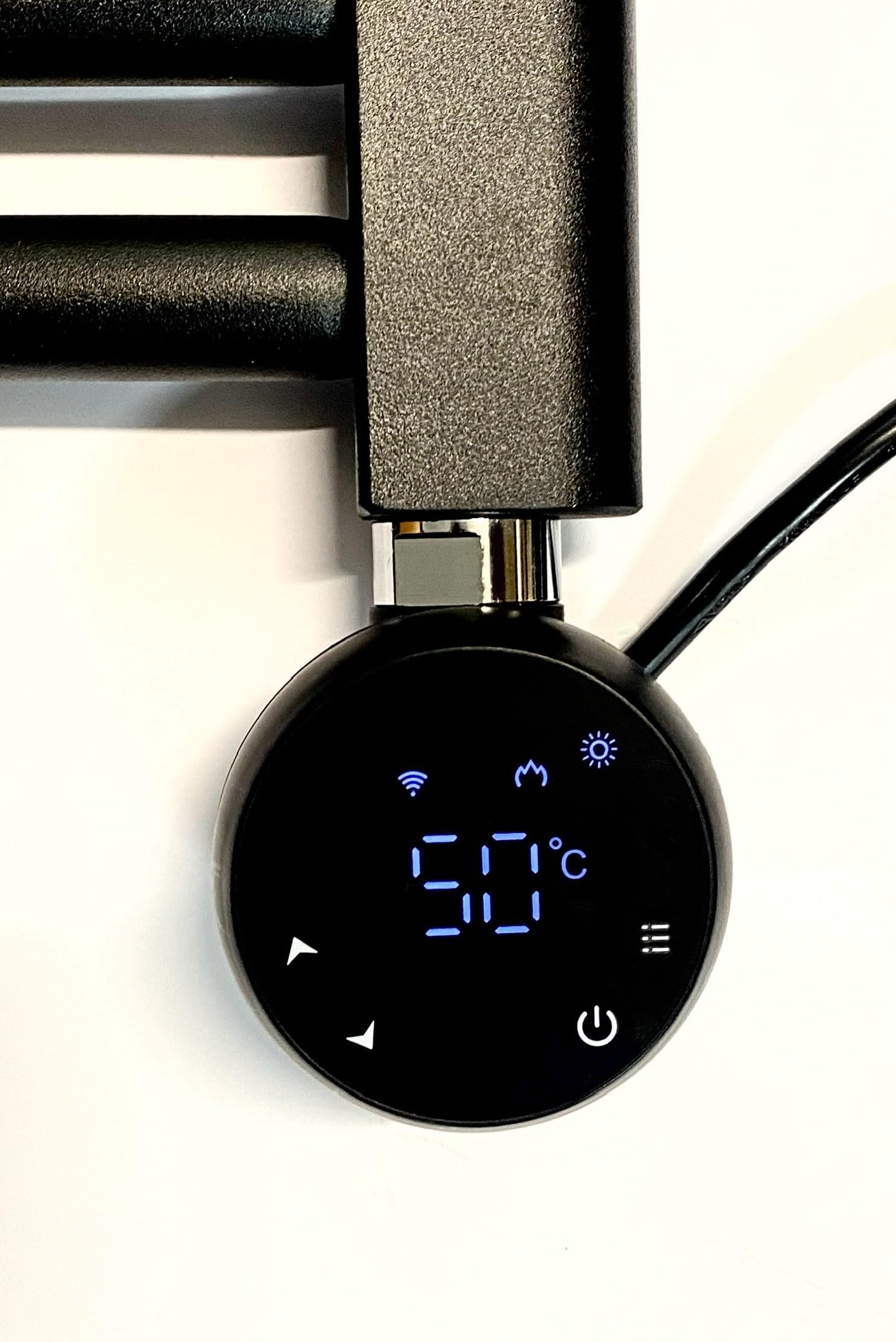 Termoarredo elettrico WiFi scalda asciugamani Smart Flat con timer programmabile 7 giorni, compatibile con app (UE) (Nero, 400 mm L x 800 mm A)