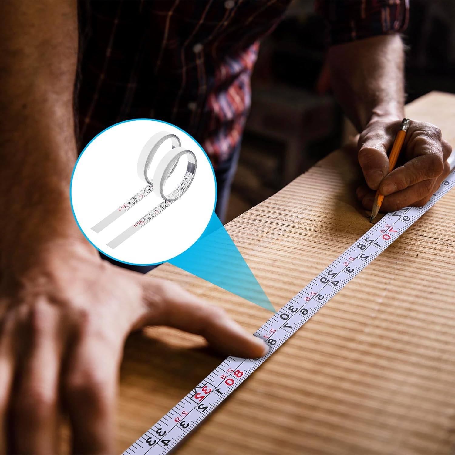2 Packs Adhesive Tape Measure, 200cm/78 Inch Self Adhesive Measuring Tape, Imperial and Metric Scales Measure Tapes with Adhesive-Backing for Woodworking Saw Drafting Table