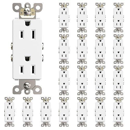 Miniatura 13 de ThunderWay Toma de corriente decoradora con placa de pared, toma eléctrica no resistente a manipulaciones, 15 amperios/125 V, autoconectada, Blanco