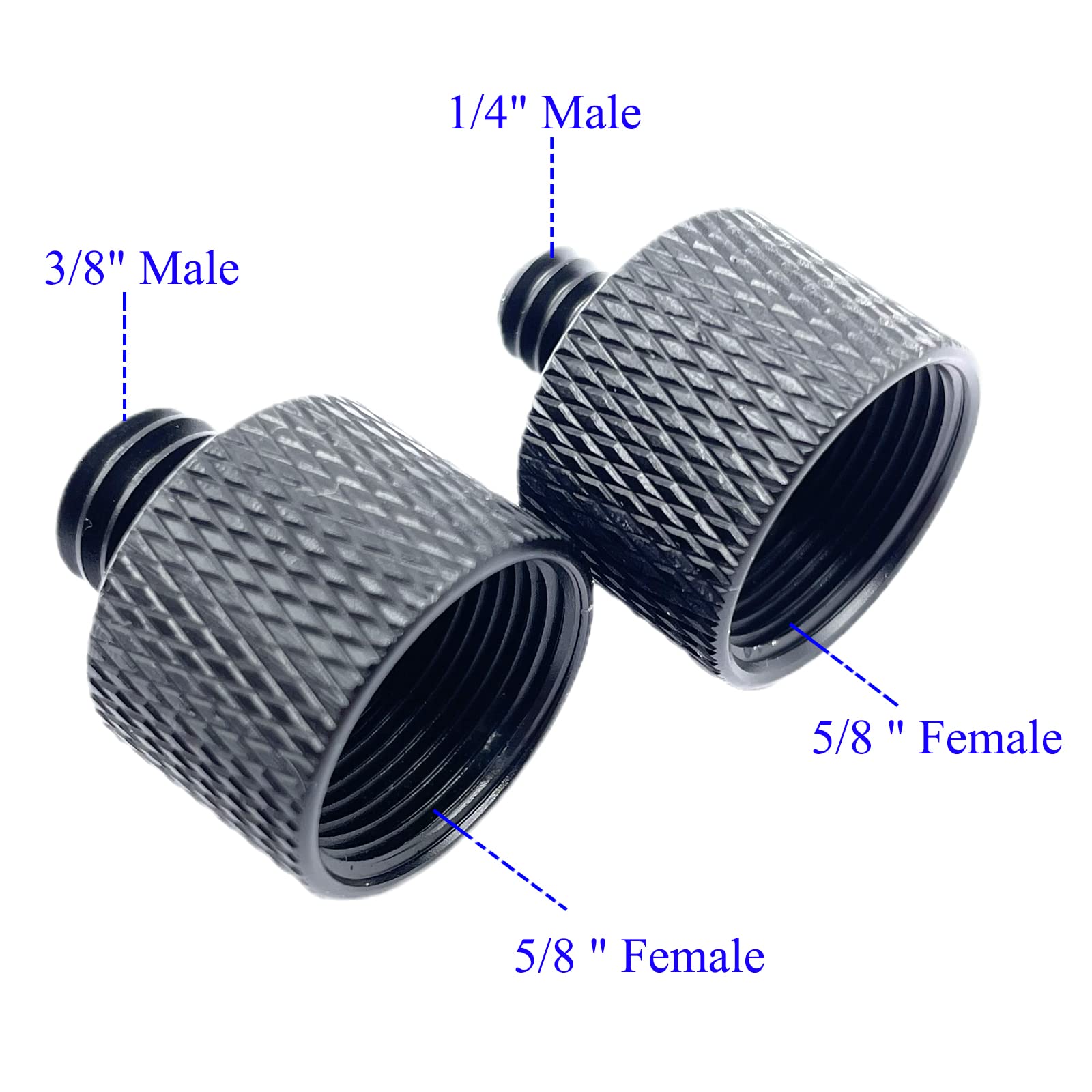 Adaptateurs De Pied De Micro 1/4" Femelle Vers M5 Mâle - Lot De 3, Alliage Aluminium Noir, Pour Trépied Microphone/appareil Photo