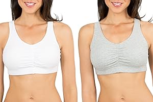 Women's Shirred Front Sport Bra With Removable Pads, 2-Pack