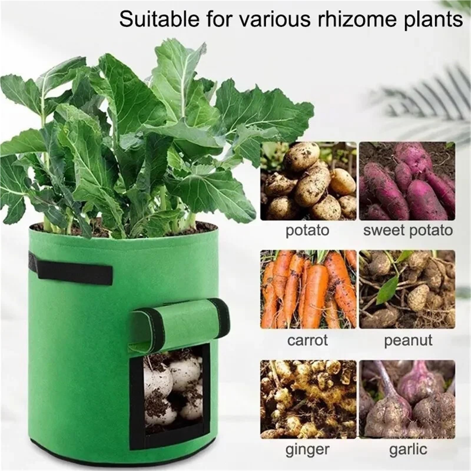 Bolsas de Fieltro for Cultivo Plantas, Tela no Tejida, Maceta Patatas for jardín, Bolsas for Verduras, Herramientas Verticales hidratantes, 3 uds para Cultivar Frutas(Green,30X35CM)