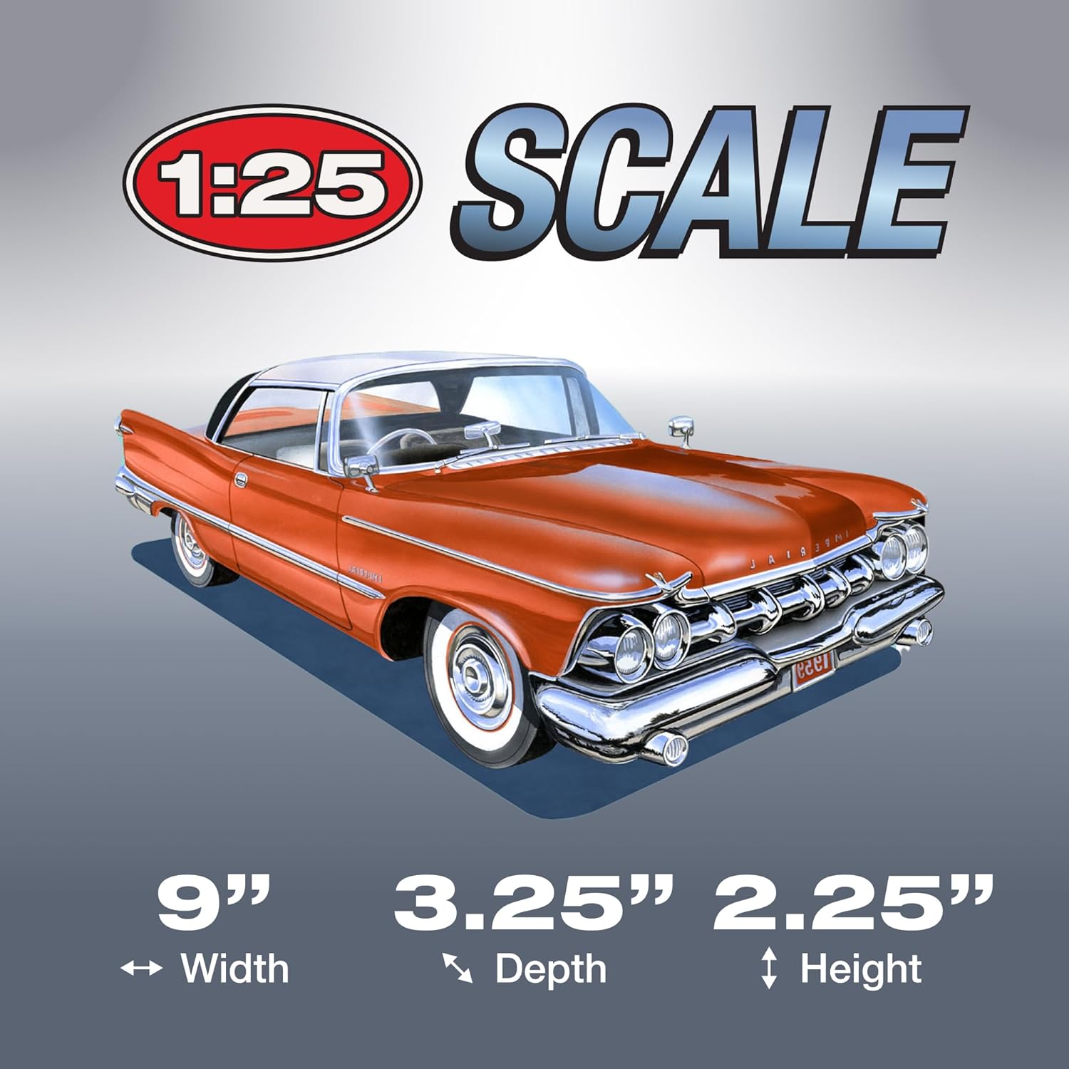 AMT 1959 Chrysler Imperial Hardtop 1:25 Scale Highly Detailed Plastic Kit, Clear,White