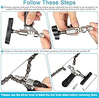 Vista 5 de Alicates de eslabones de bicicleta + herramienta divisora de cadena + comprobador de cadena + 3 pares de eslabones faltantes de bicicleta, abridor