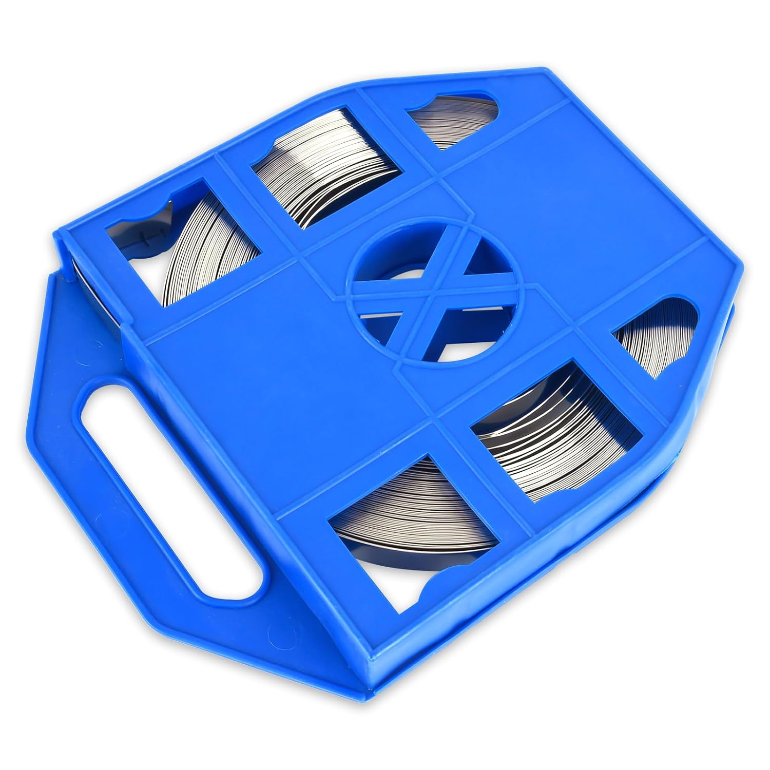 Steel Banding S304 Stainless Strapping - Steel Band Strapping Coil 100Feet * 1/2" Wide * 0.02" Thick Blue Plastic Tray for High-tensile Package Strapping Bunding Packaging