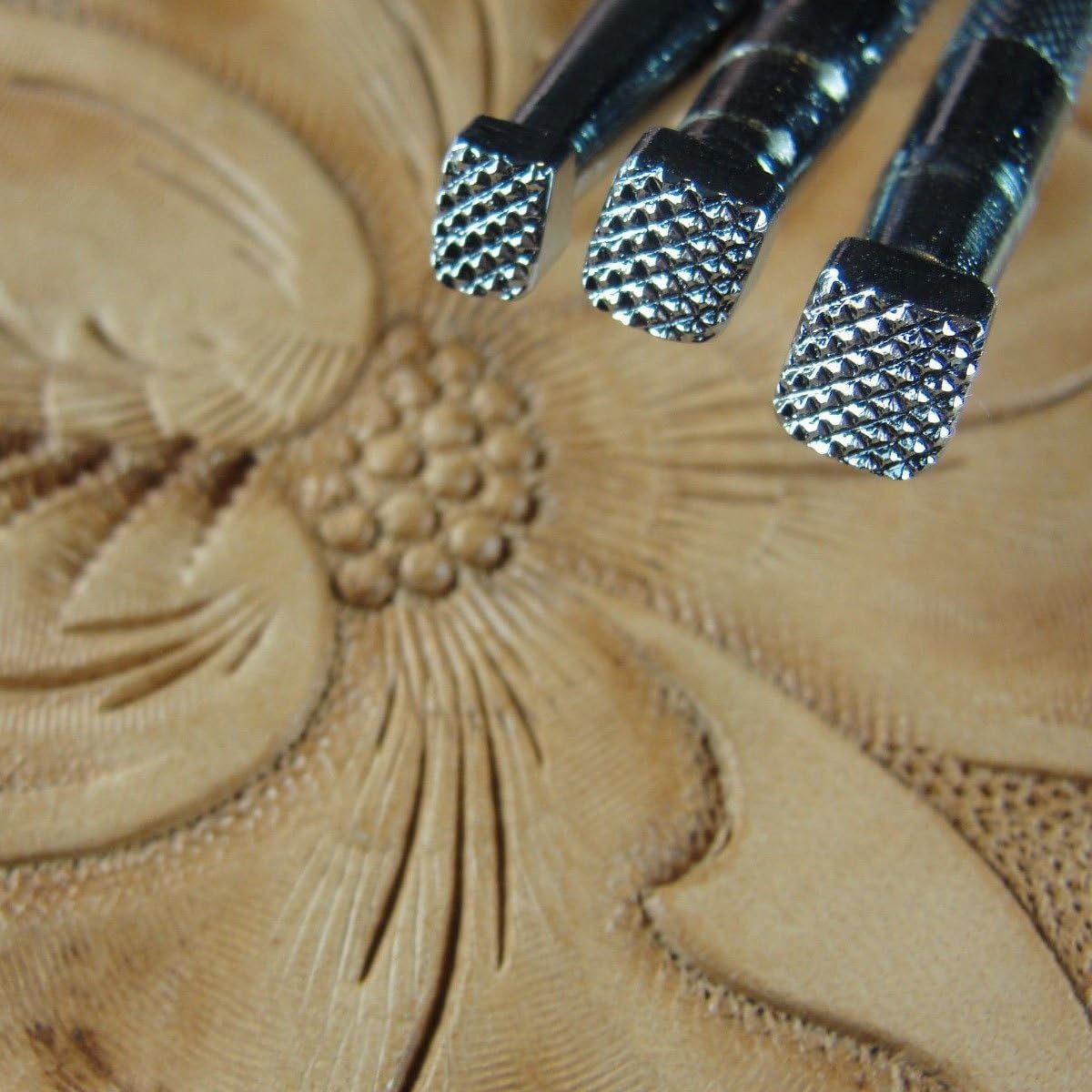 Steel Coarse Checkered Beveler Stamps, Set of 3, Craft Japan Leather Stamping Tools