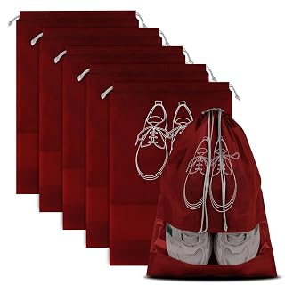 FabPax Shoe Bags for Travel Set of 06 – Waterproof Shoe Covers with Transparent Window | Travel Shoe Organizer for Men & Women | Dust Proof Shoe Storage Pouches for Suitcase, Gym & Closet (Maroon)