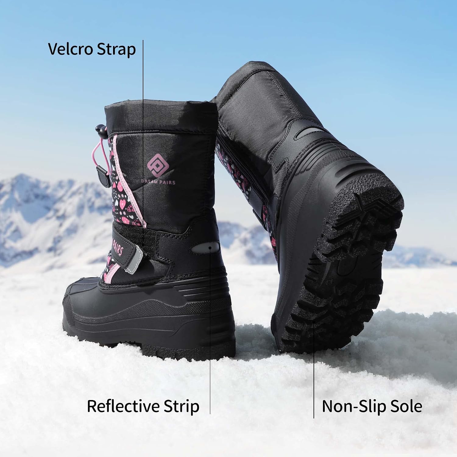 DREAM PAIRS Boys & Girls Mid Calf Waterproof Winter Snow Boots