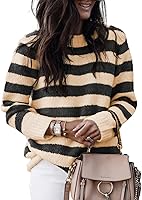Dokotoo Women's Crewneck Striped Color Block Knitted Sweater Pullover 2025 Cute Fall Winter Tops