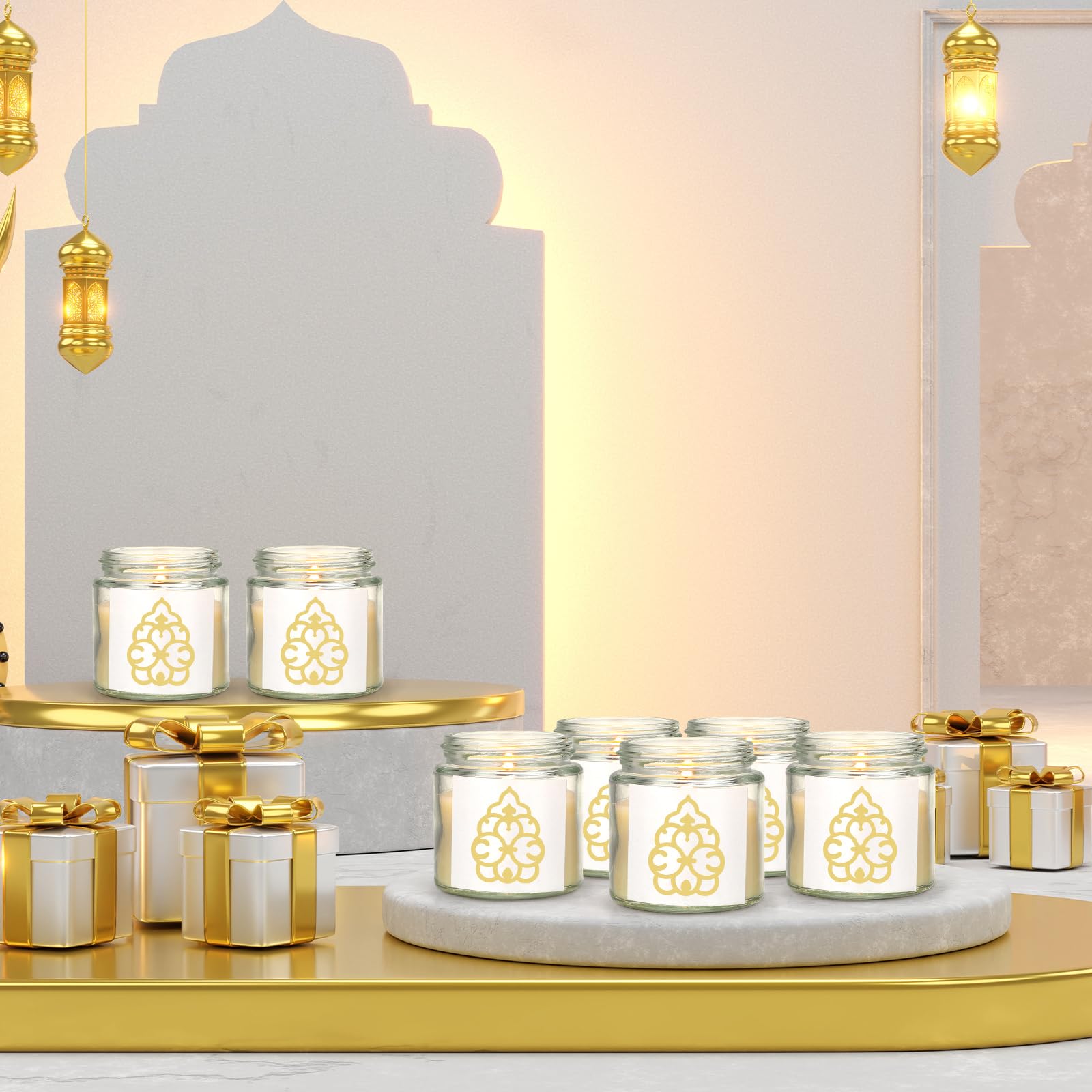 Hoolerry 12 Pcs Eid Mubarak Candles Gifts Bulk Eid Al Adha Party Favors for Women Mubarak Scented Soy Candles Lavender Mini Muslim Islamic Gifts Thank You Glass Jar Islamic Festival Party Favors