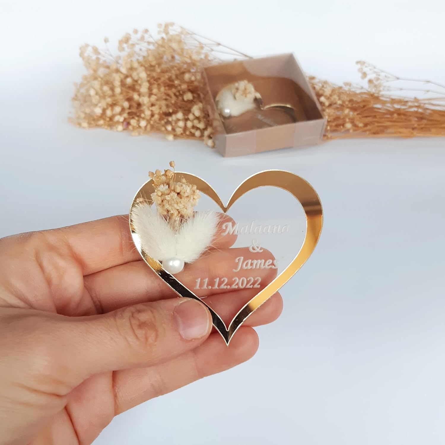 Gold Heart Magnet Wedding Favor, Set of 50, Elegant Party Favors for Attendee