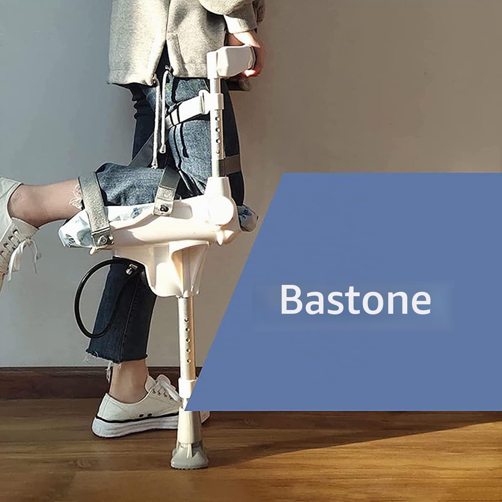 Stampella per ginocchio per disabilità, lesioni anziane, fratture alla caviglia, con mani libere, altezza regolabile, deambulatore telescopico a gamba singola, aiuto per camminare senza dolore