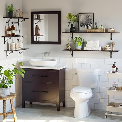 Miniatura 5 de DINZI LVJ Estantes largos de pared, estantes flotantes grandes de 31.5 pulgadas, juego de 2, estante de exhibición de granja montado en la pared con