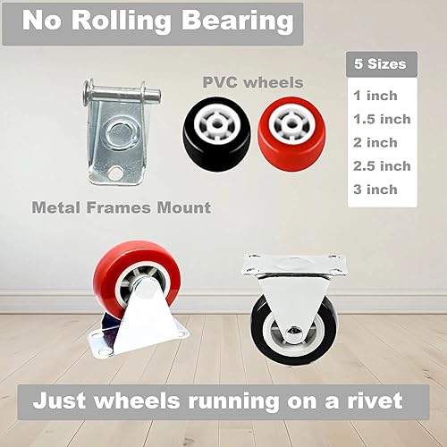 Miniatura 2 de Ruedas rígidas de goma dura de 1.5 pulgadas para muebles y banco de trabajo, 6 paquetes (tornillos gratis)