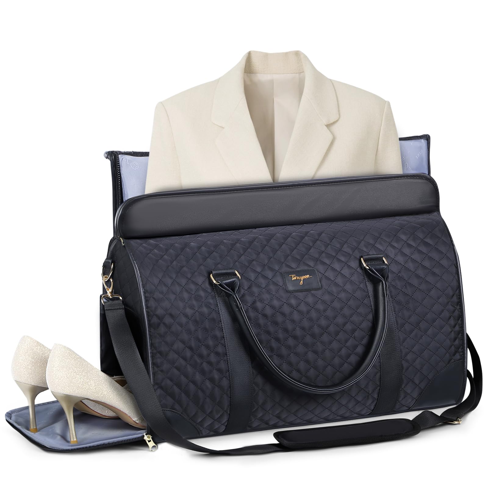 Convertible Garment Duffel Bags for Travel, Carry On Garment Bag with Shoe Compartment, 3 in 1 Foldable Suit Duffle Bag for Women, Jenni Bag for Hanging Clothes