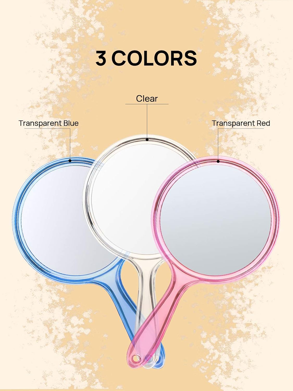 OMIRO Hand Mirror, Double-Sided Handheld Mirror 1X/3X Magnifying Mirror with Handle, Set of 3 (Mix Colors) : Beauty & Personal Care