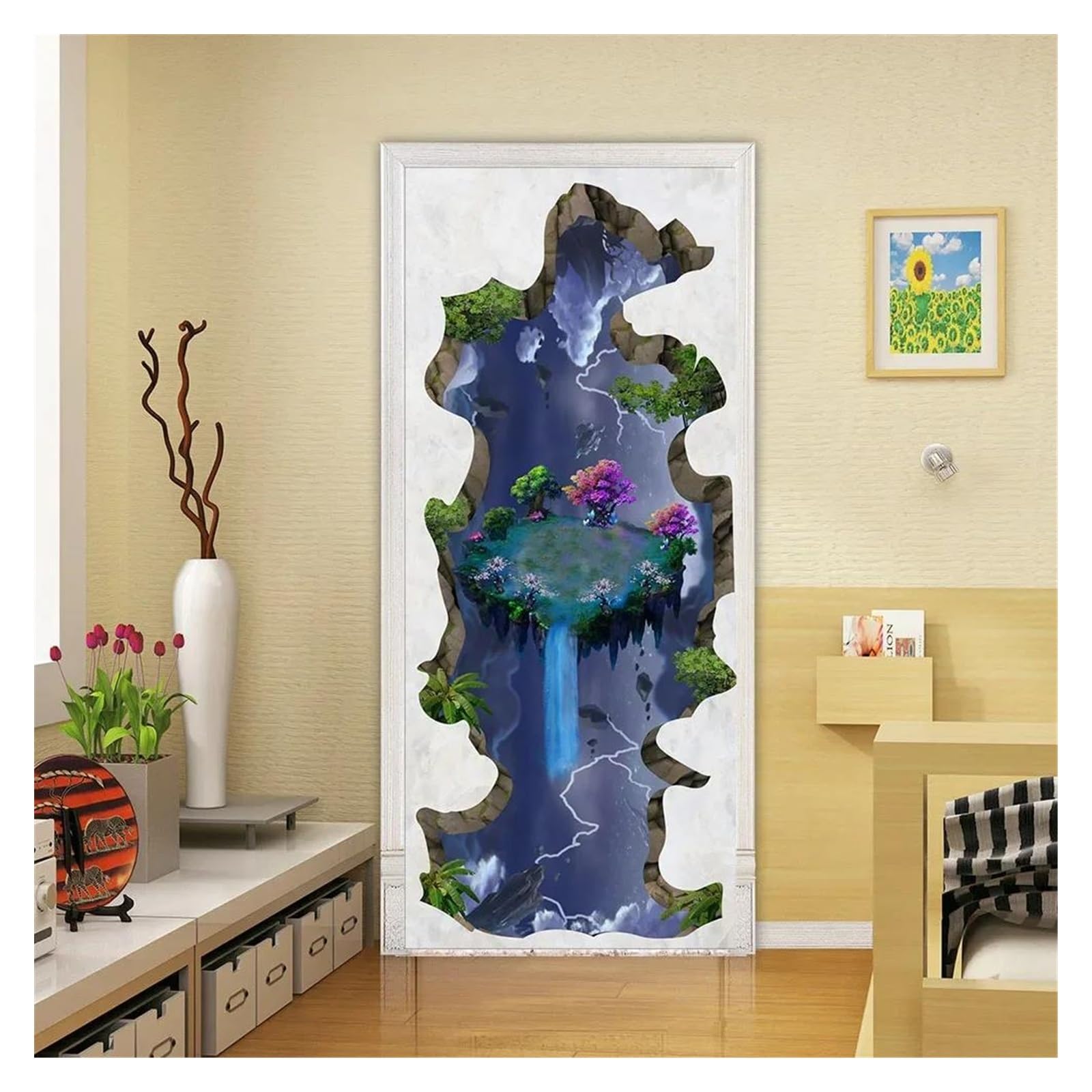 Sticker autocollant de porte 3D lavable et repositionnable 40x120cm