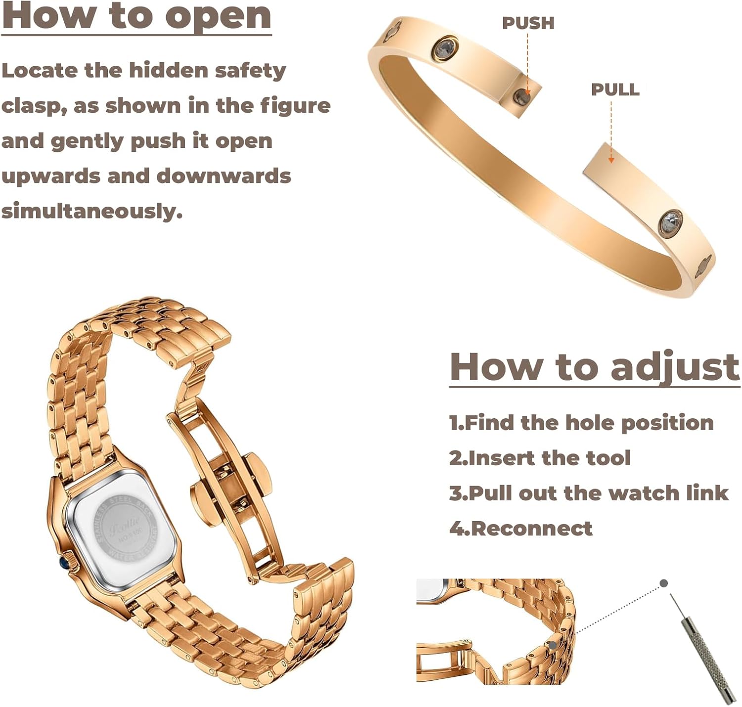 Watch and Bracelet Set for Women, Gold Vintage Roman Dial Quartz Watch with Matching Gold Bangle Bracelet, Adjustable Watch Band, Jewelry Gift Set for Women, Gold Watches for Women, Gifts for Her - Image 7