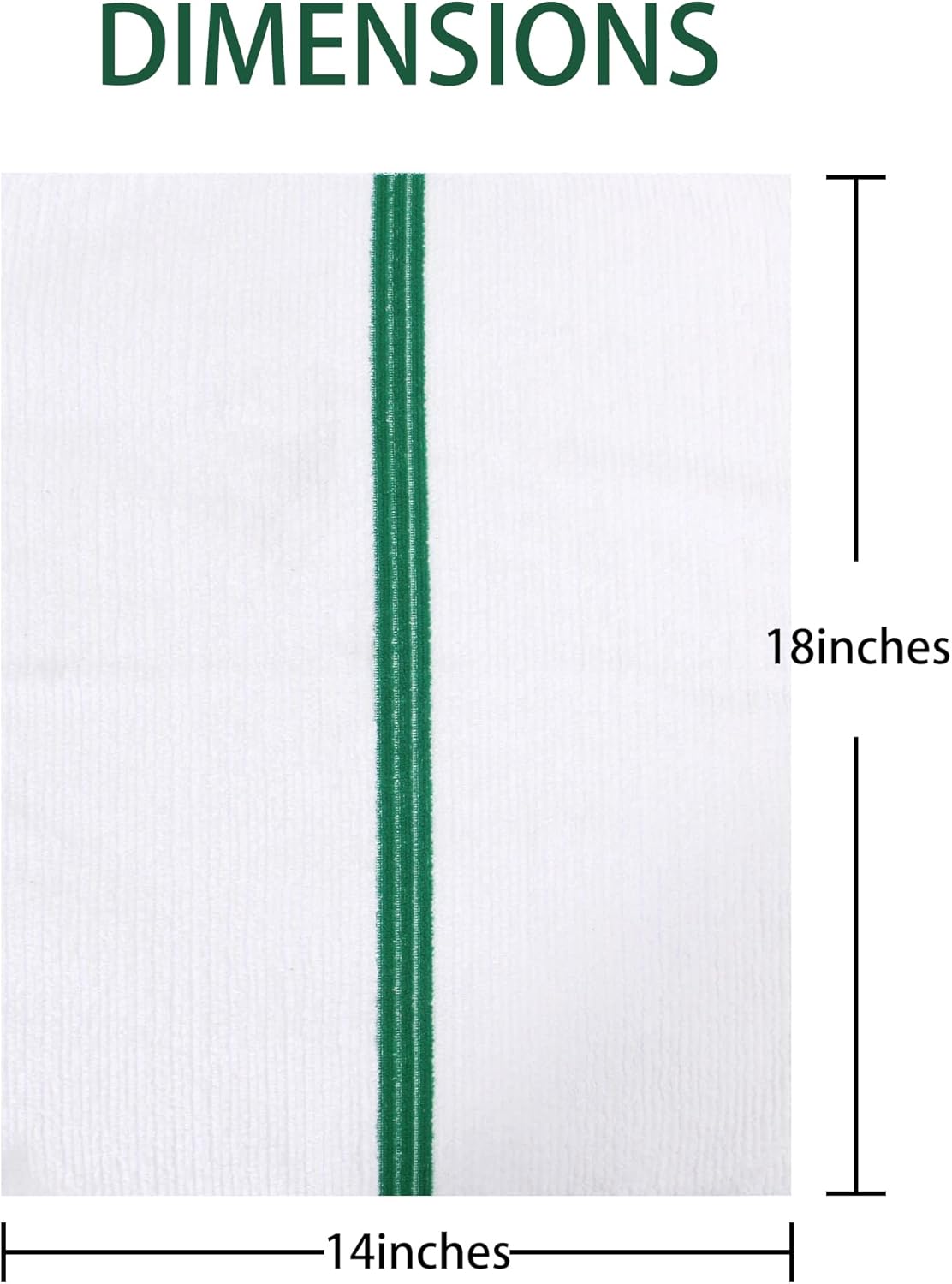 Premium 24 Pack White with Green Stripe Bar Mop Microfiber Towels for Home, Kitchen, Restaurant Cleaning (White/Green Stripe, 14inx18in)