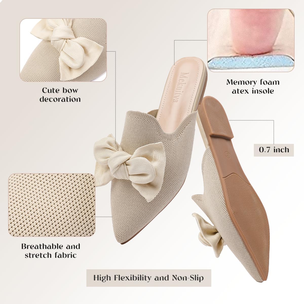 Pointed Toe Mules for Women Flats Comfortable Dressy Casual Loafers Shoes Tassel Trim Backless Flats - Image 4