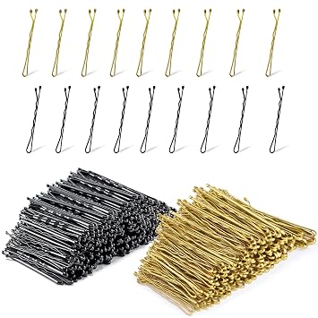 400 Pcs 2 Inch Hair Bobby Pins Kit,Secure Hold Fine Hair Pins for Women,Invisible Wavy Hair Clips Bulk with Clear Boxes,Metal Hair Clips for All Hair StylingBlonde,Black