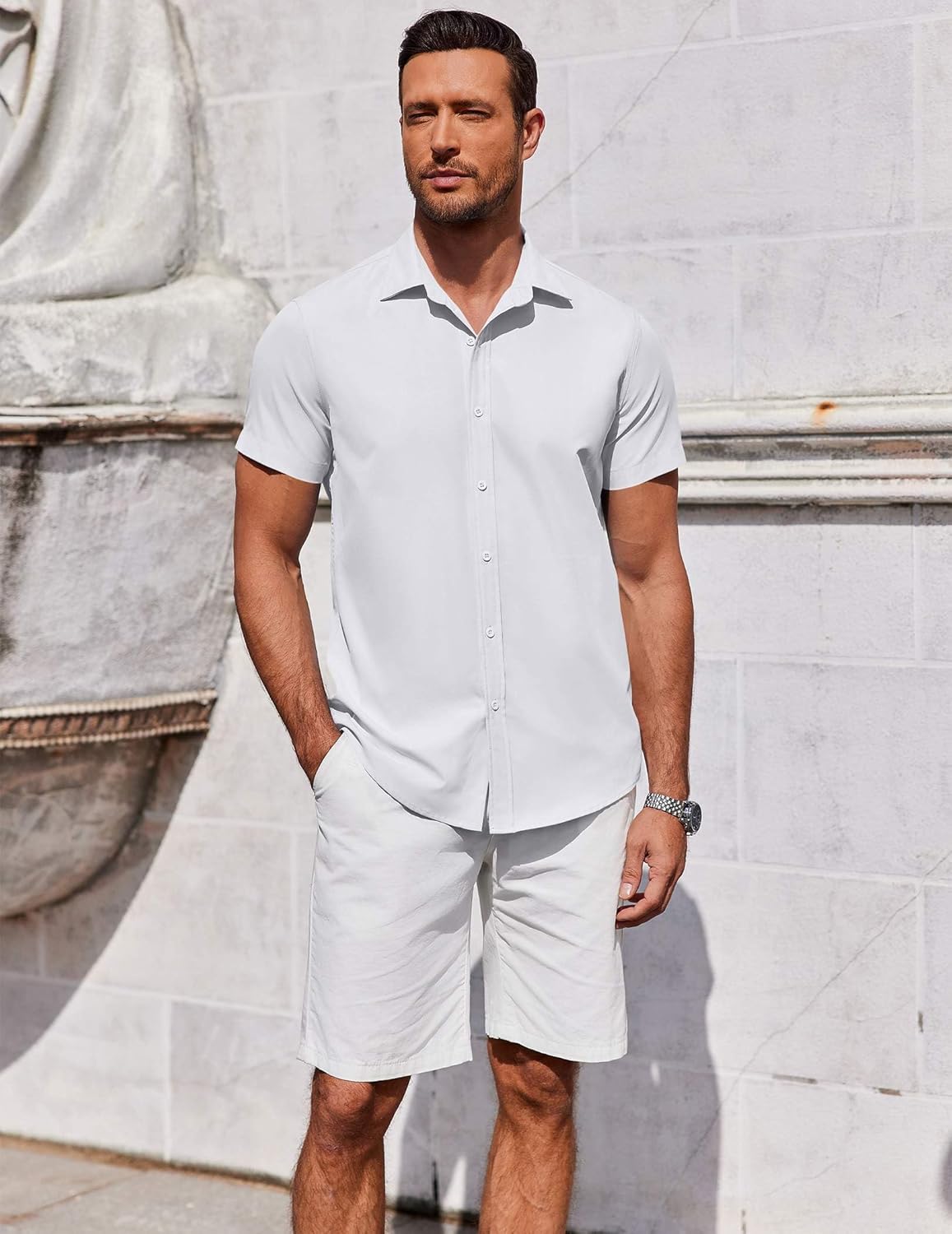 COOFANDY Men's Button Down Shirt Short Sleeve Casual Shirt for Men Summer Business Casual Dress Shirt - Image 4