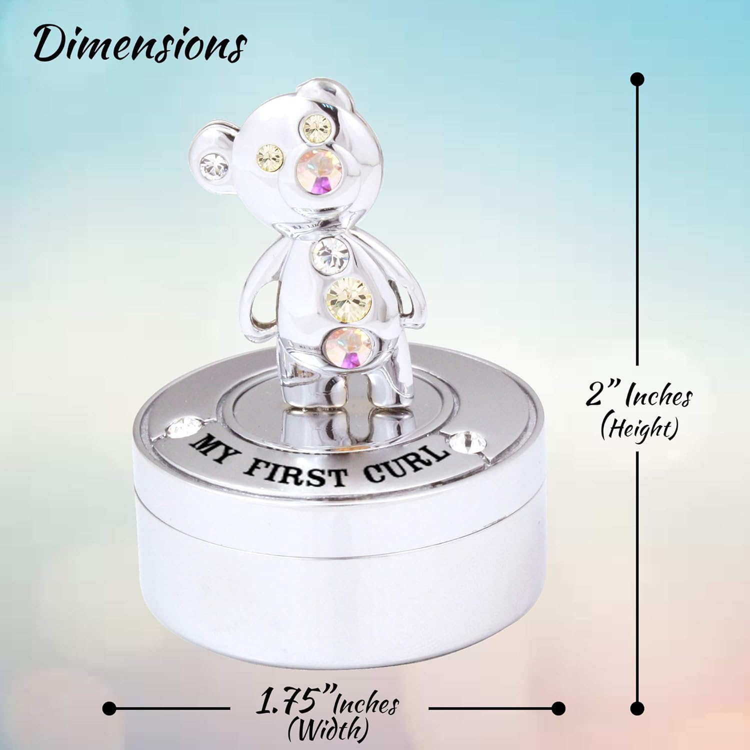 Matashi Chrome Plated Mini Silver Teddy Bear Keepsake Box Small Jewelry Container Tabletop Showpiece - Gift for Christmas, Mother's Day Anniversary Home Decor New Year