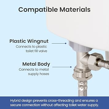 LUXE Bidet 7/8 x 7/8 x 1/2 Hybrid Metal & Plastic Cold Water T-Adapter