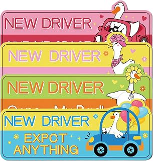 4 PCS New Driver Magnet for Car, Goose Student Driver Sticker for Car | Funny Cartoon Magnetic Student Driver Signs, Removable & Reusable New Drivers Sticker to Novice Drivers