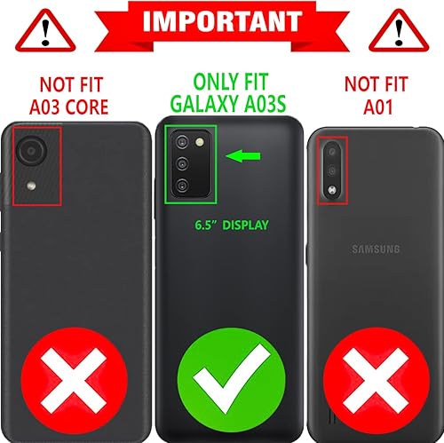 Miniatura 2 de Funda para teléfono Samsung Galaxy A03s, funda para teléfono Galaxy A03s, con protector de pantalla de vidrio templado incluido billetera de piel