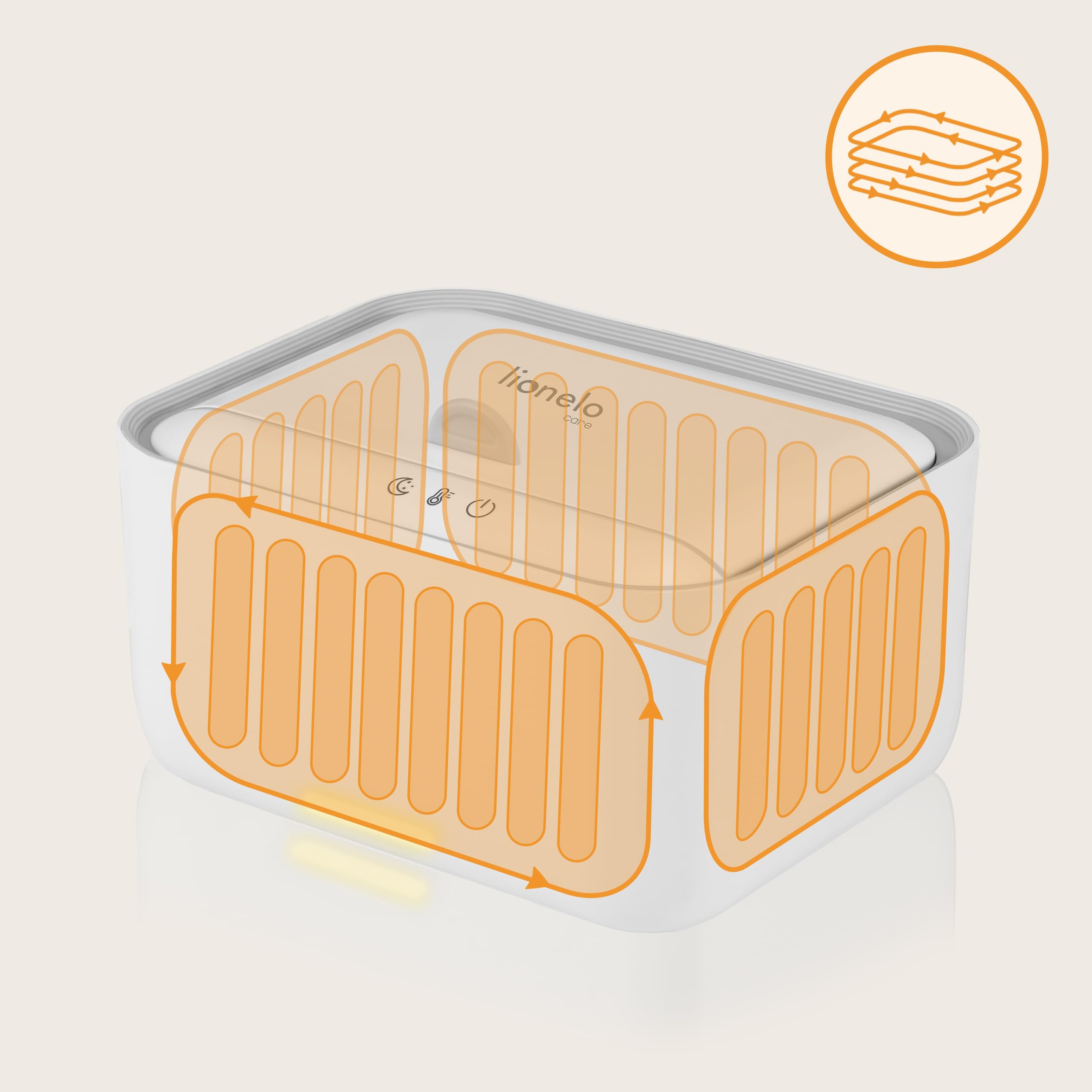 Lionelo BABYBLISS Appareil chauffant pour lingettes humides et petites serviettes 20 W pour bébé, veilleuse intégrée, 3 niveaux de chauffage, panneau tactile, garde les lingettes humides