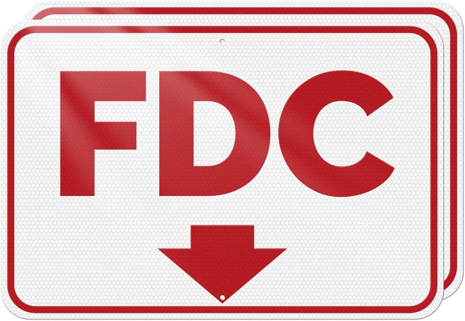 2 Pack FDC Sign 18 x 12 Inches Heavy-Duty Aluminum Sign Waterproof UV Resistant High Visibility Fire Department Connection Signs for Commercial & Residential Properties