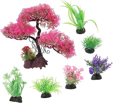 7pcs Artificial Aquarium Plants Betta Fish Tank Decorations Replaceable Fake Aquatic Grass Underwater Greenery for Natural Lively Fish Tank Decor